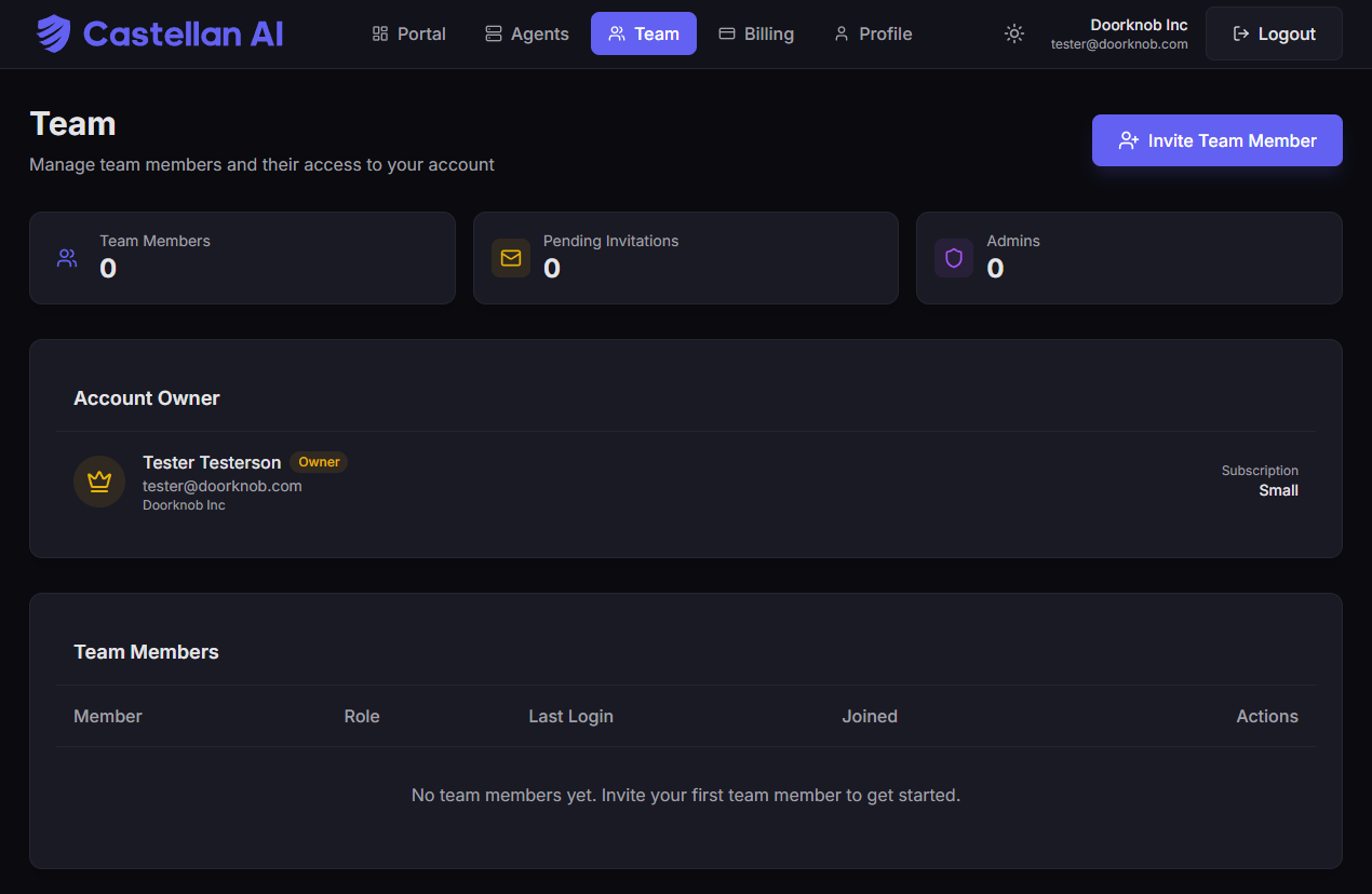 Team Management Page